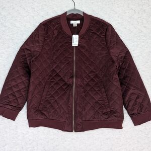 Christopher & Banks Deep Burgundy Corduroy Quilted Jacket Sz M/L